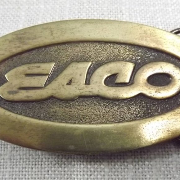 Vintage Esco Distressed Brass Oval Belt Buckle - Picture 1 of 8